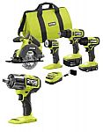 RYOBI ONE+ 18V Cordless 4-Tool Combo Kit + 18V Brushless Impact Wrench $159