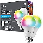GE Cync Full-Color LED Smart Light Bulbs – 2 Pack $14