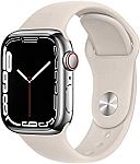 Apple Watch Series 7 GPS + Cellular, 41mm Silver Stainless Steel Case with Starlight Sport Band $450