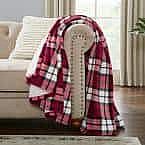 Home Decorators Collection Plush Red Plaid Sherpa Throw Blanket $16 + Free Shipping