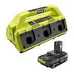 RYOBI ONE+ 18V 6-Port Dual Chemistry IntelliPort SUPERCHARGER with USB Port and 2.0 Ah Battery $79 