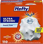 110-Ct 13-Gal Hefty Ultra Strong Tall Kitchen Trash Bags $12.32