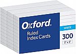300-Ct Oxford Ruled Index Cards (3" x 5", White) $1.85