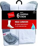 6-Pairs Hanes Men's ComfortBlend Max Cushion Crew Socks $6.70