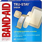 80-ct Band-Aid Brand Tru-Stay Sheer Strips Adhesive Bandages $2.60