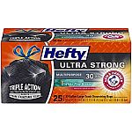 25-Count 30-Gallon Hefty Ultra Strong Trash Bags $5