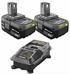 RYOBI ONE+ 18V Lithium-Ion 4.0 Ah Battery (2-Pack) with 18V Lithium-Ion Charger $79