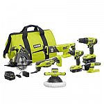 RYOBI ONE+ 18V Cordless 6-Tool Combo Kit $199 and more
