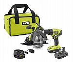 Ryobi ONE+ 18v Circular Saw, Drill/Driver, 2 Batteries + Charger $45
