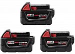 3-pack Milwaukee M18 18-Volt 5.0 Ah Lithium-Ion XC Extended Capacity Battery Pack $149