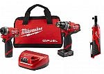 Milwaukee M12 FUEL 12V Cordless Hammer Drill, Driver w/ 2 Batteries + Racket $229