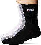 6-Pack Champion Men's Double Dry Moisture Wicking Logo Crew Socks $7.56
