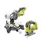 RYOBI ONE+ 18V Cordless 7.25" Compound Miter Saw + Orbital Jig Saw $119