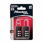 2-Pack Master Lock Luggage 3-Dial Combination Padlock $3.75