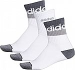 adidas Men's Blocked Linear High Quarter Socks (3-pair, Large) $6