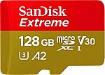 128GB SanDisk Extreme microSDXC UHS-I Memory Card with Adapter $12.44