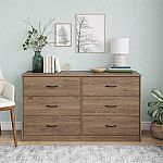 Mainstays Classic 6 Drawer Dresser, Rustic Oak Finish $90