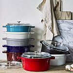 Staub Cast Iron 4-qt Round Cocotte with Glass Lid $80