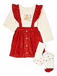 3-Pc Wonder Nation Girls' Baby/Toddler Pinafore Set $8 and more