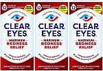3-Pack Clear Eyes Maximum Redness Relief Eye Drops $6.50