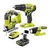 RYOBI ONE+ 18V Cordless 3-Tool Combo Kit with 1.5 Ah Battery and Charger $89