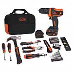 BLACK+DECKER  59-Piece Household Tool Set with Cordless Drill and Soft Case $50