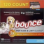 120-Ct Bounce Pet Hair & Lint Guard Mega Dryer Sheets $5.70