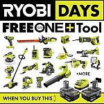 RYOBI Days Sale: RYOBI ONE+ 18V Li-Ion 4.0 Ah Battery 2-Pack + Free Cordless Tool $99 and more