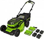 Greenworks (48V) 21" Brushless Self-Propelled Lawn Mower w/ 4X 4.0Ah Battery $330 (orig. $600)