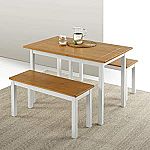 Zinus Becky Farmhouse Dining Table with Two Benches $140 (orig. $400)