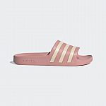 adidas Women's Adilette Aqua Slides Sandal (Wonder Mauve/White) $15
