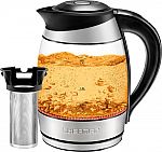 Chefman 1.8 Liter Electric Glass Kettle w/ Tea Infuser $25 & More