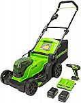 Greenworks 48V 17" Cordless Lawn Mower + 24V Drill/Driver + 2 Batteries + Charger $252 and more