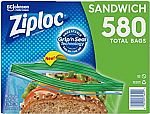 580-Ct Ziploc Easy Open Tabs Sandwich Bags $9.90