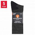 5-Pair Weatherproof Men's Outdoor Crew Sock $3