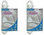 2-Pack 3' Woods SlimLine Indoor Flat Plug Extension Cord $3.35