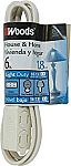 6-Ft Woods 3-Outlet 16/2 Cube Extension Cord w/ Power Tap $2