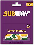 $50 SUBWAY Gift Card $40