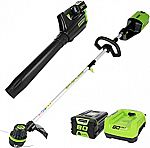 Greenworks PRO 80V Cordless Brushless String Trimmer + Leaf Blower Combo, 2Ah Battery and Charger Included $199