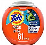 61 Count Tide PODS 4 in 1 Febreze Sport Odor Defense HE Laundry Detergent $14