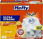 80-Ct 13-Gal Hefty Ultra Strong Tall Kitchen Trash Bags Citrus Twist $10.38
