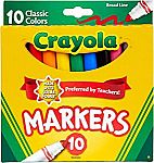 Crayola Broad Line Markers, Classic Colors 10 Each $1