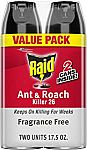 2 Count Raid Ant & Roach Killer 26, Fragrance Free, 17.5 oz $5.70