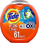 61-Ct Tide PODS Laundry Detergent Pacs (Ultra Oxi) $14, 73-Ct $16.45