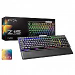 EVGA Z15 Full-size Wired, RGB Backlit LED Gaming Mechanical Keyboard $34.99