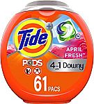 61-ct Tide PODS 4 in 1 HE Laundry Detergent $13