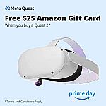 Meta Quest 2 VR Headset + $25 Amazon Gift Card 128GB $299; 256GB $399