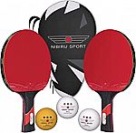 NIBIRU SPORT Ping Pong Paddles Set (2 Rackets, 3 Balls & Case) $6