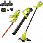 ONE+ 18V Cordless Battery String Trimmer/Edger, Hedge Trimmer, Blower (3-Tool) + 2 Batteries $139 and more