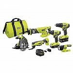 RYOBI ONE+ 18V Li-Ion Cordless 6-Tool Combo Kit with (2) Batteries $169
